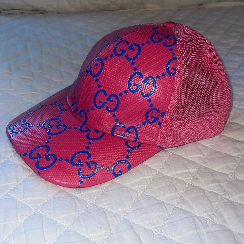 Gucci Vibrant Pink Cap with Blue Logo